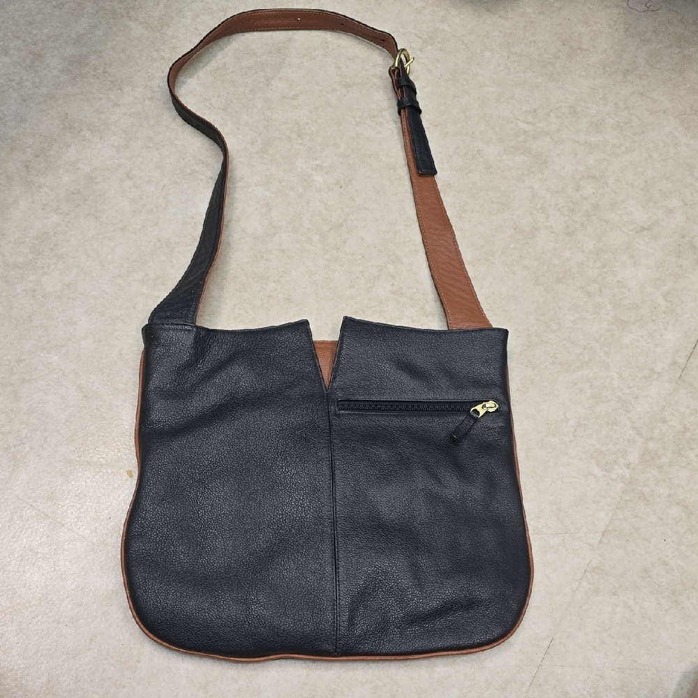 Jourse Leather Black and Brown Crossbody Bag